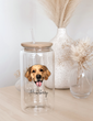 Pet Portrait 16oz Glass Tumbler with Bamboo Lid